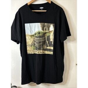 VGC Old Navy Disney Baby Yoda Grogu Child Star Wars Black S/S T-Shirt Sz XL